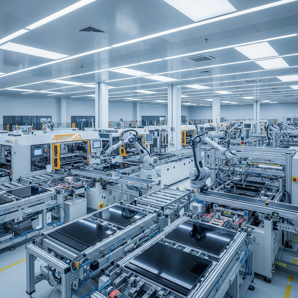 Industrial solar manufacturing facility cleanroom
